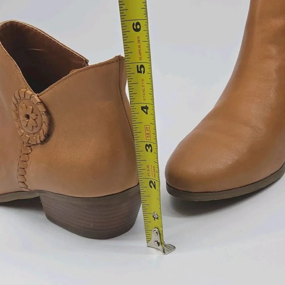 Jack Rogers Boot Brown Leather Ankle Booties Women Sz 7 Low 1.5